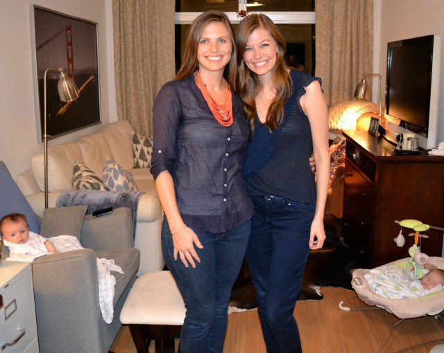 Paige & me (with both babies in the background) 