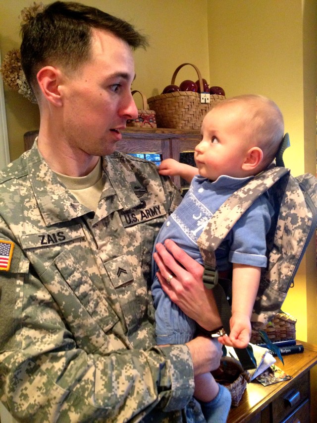 Colt trying to be a little solider like Uncle Brad (National Guard!)