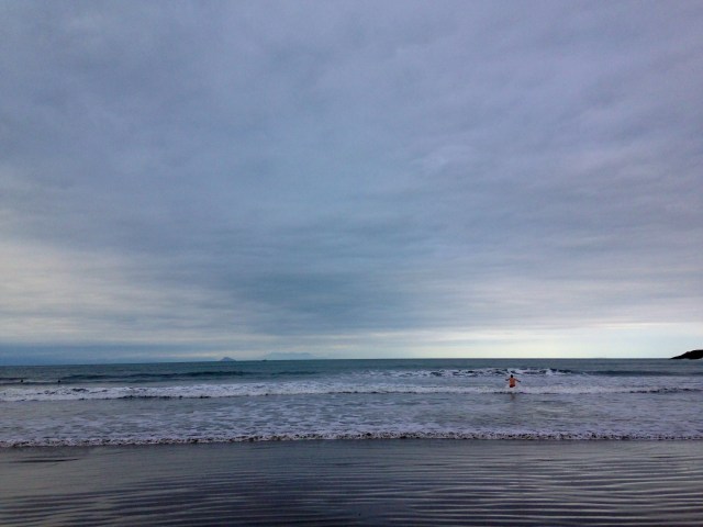 Michael going out for an evening dip.