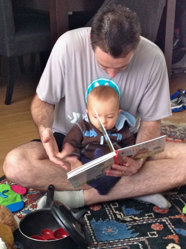 Reading with Dad.