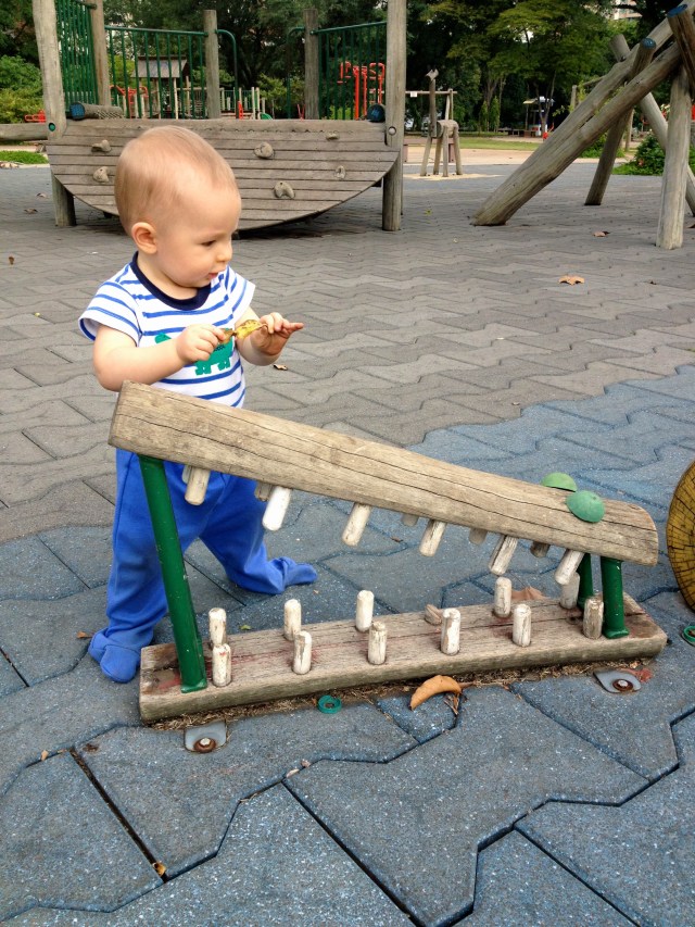 Standing strong - playing with the leaf!