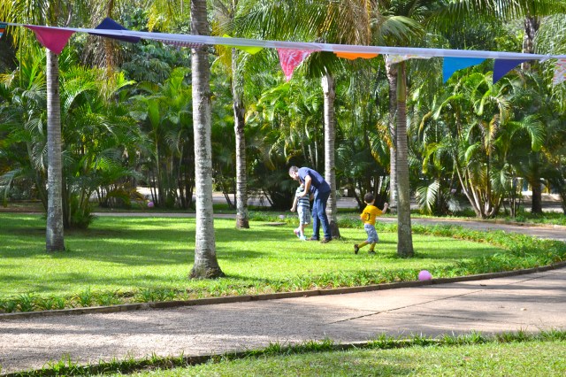 Joe playing soccer with the kids.