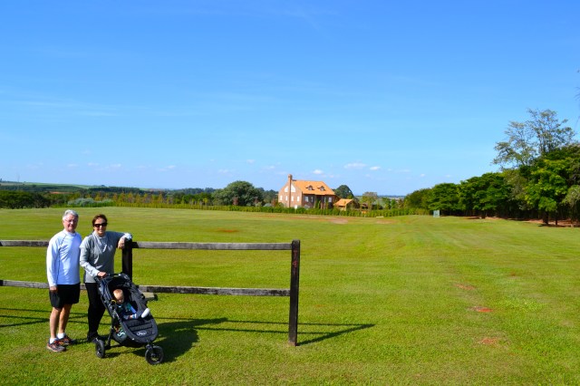 Strolling around the property.