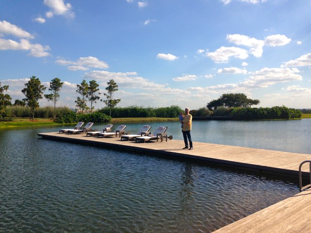 Ollie and Colt out on the dock.