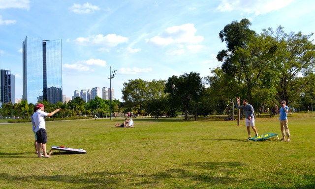 Trent & Paige brought their awesome cornhole set!