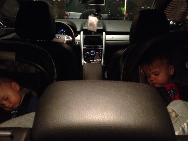 Colt and Jack sleeping like champs as Michelle and I pulled up to the beach house Friday night.