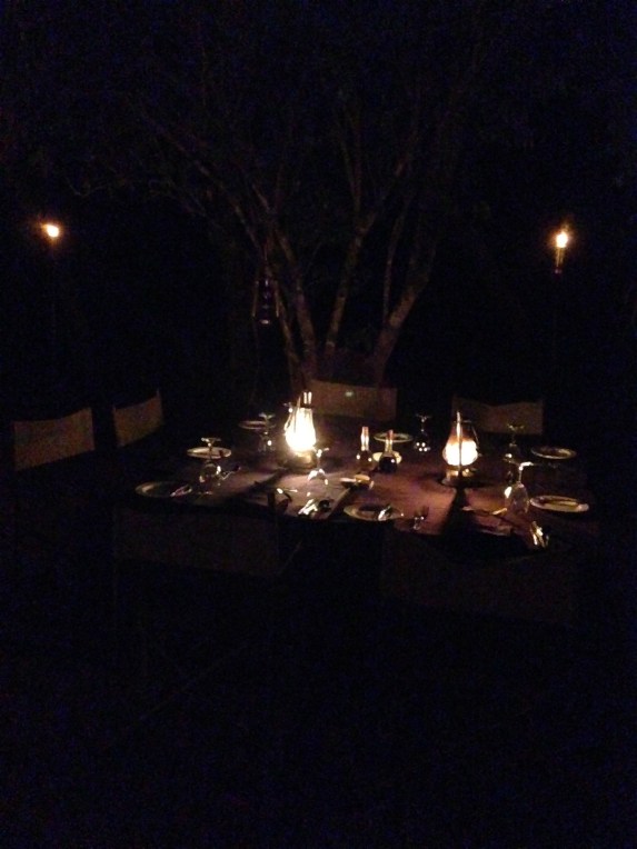 Tables set up in the bush.