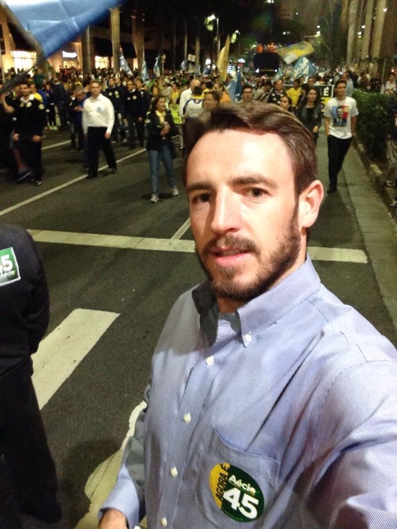 Michael attending a rally for presidential candidate Aecio. Unfortunately he did not win...