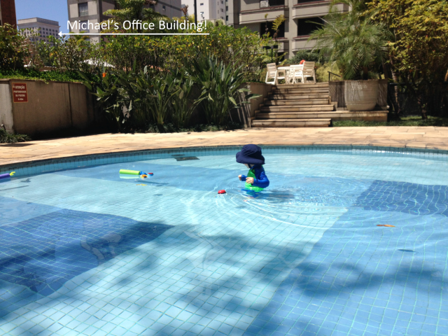 Colt is Mr. Independent in the pool.