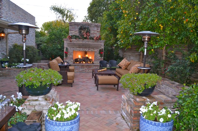 The lovely seating area around the fireplace.