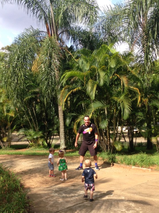 Joe wrangling Jack, Mailey and Colt.