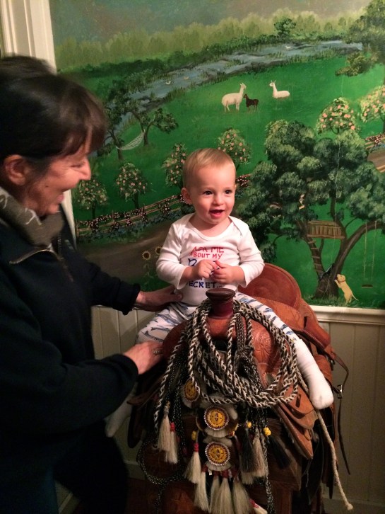 Getting all saddled up with Nana!