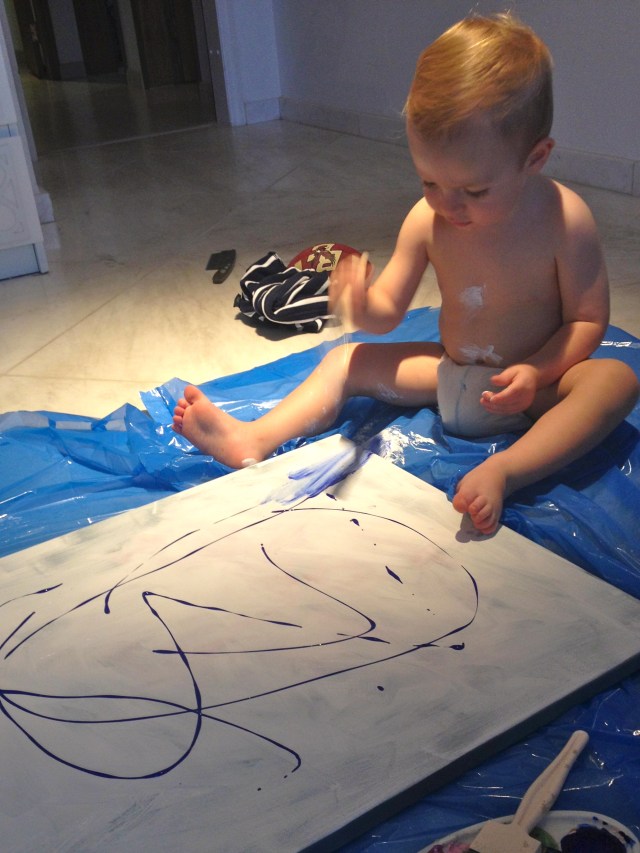Painting at home with Mom!