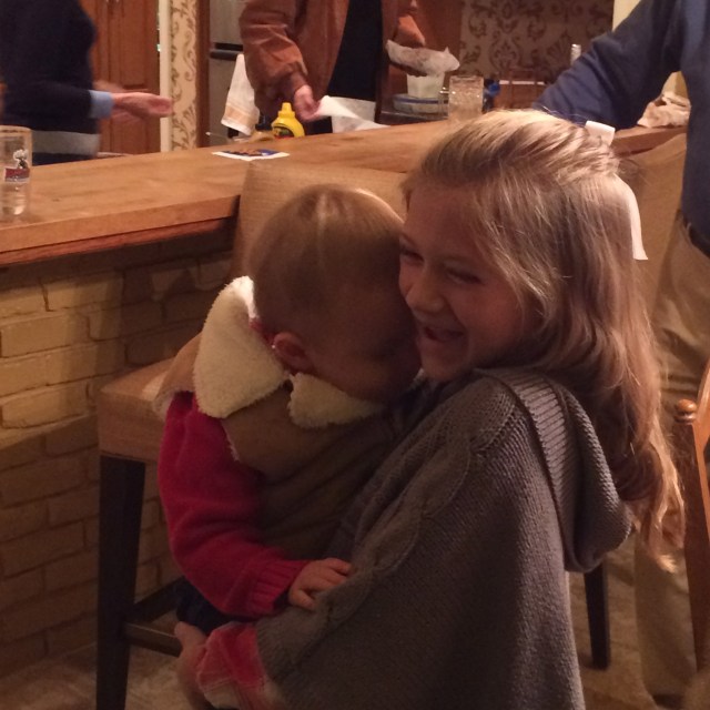 Snuggling with his big cousin Margaret!!