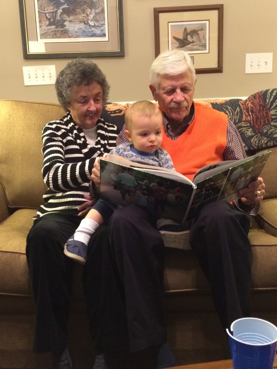 His favorite book, "Augusta Clare goes to the zoo with her great grandparents."