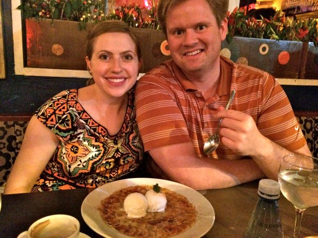 Kern & Em with their fancy pants dessert.