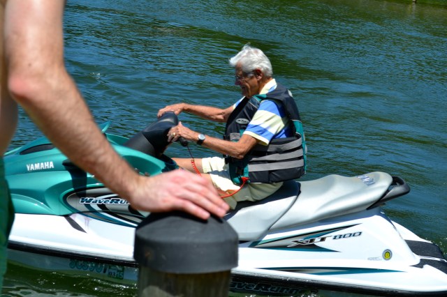 Papa getting the wave runners started!