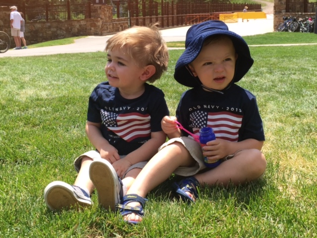 With his favorite bubble-blowing partner!