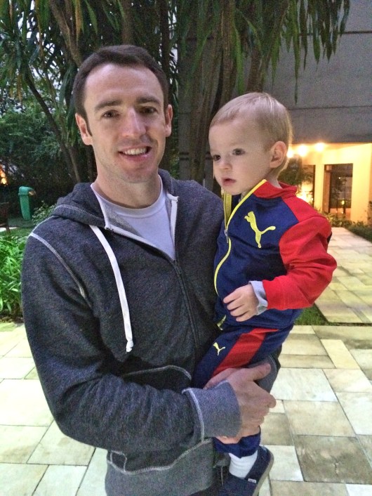 Playing with Dad outside.