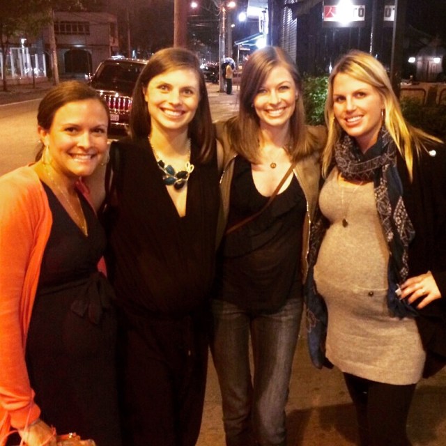 4 pregnant girls after dinner. Crazy that 2 of them have already delivered!