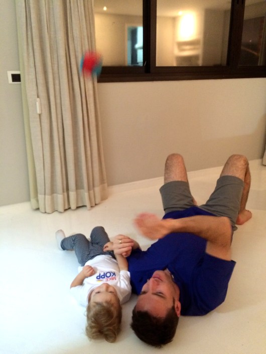 Throwing the ball with Dad.