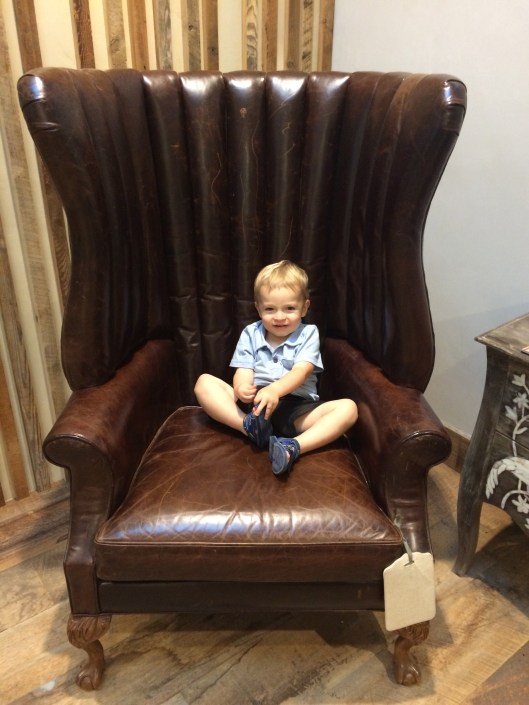 Sitting pretty in Anthros chairs while Mama tried on clothes.