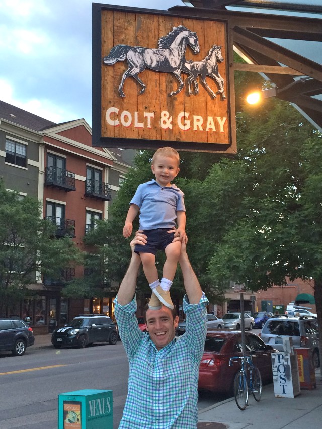 Colt approved of the restaurant that we chose.