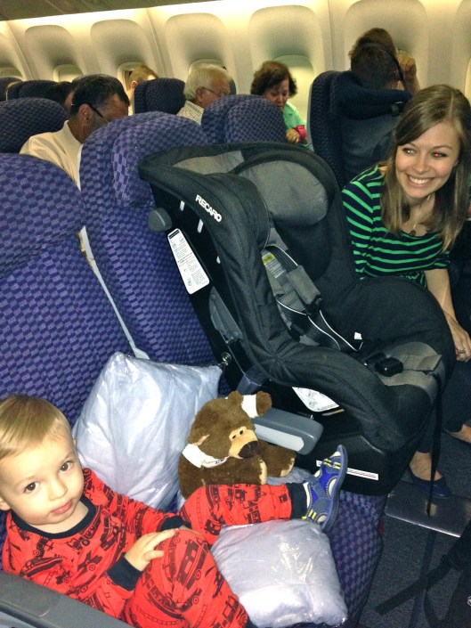 Colt making himself comfortable as we get set up on the plane.