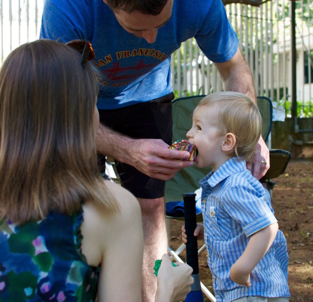 Diving into a cupcake at Mailey's 2nd Bday Party.