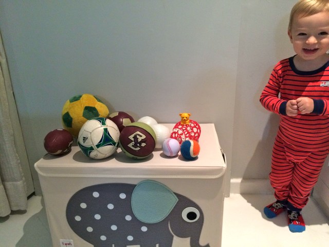 And here he is lining up all the balls.