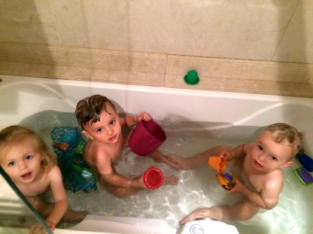 Scrub-a-dub-dub, 3 babes in the tub.
