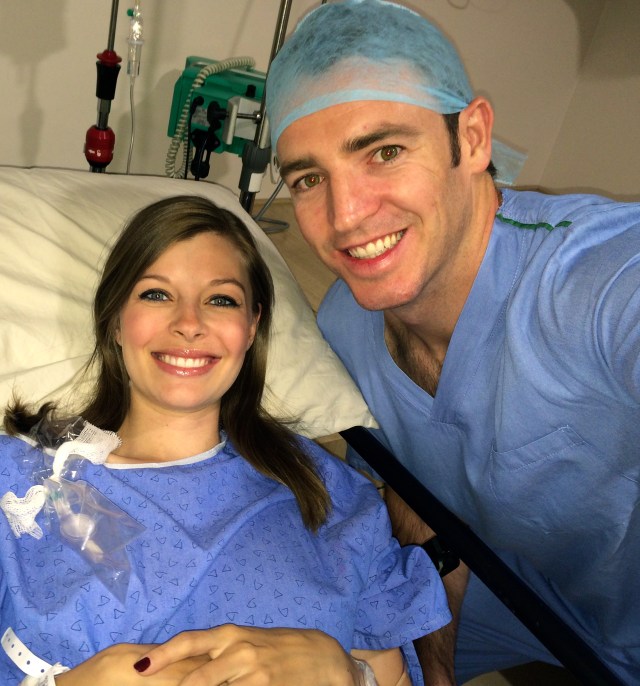 After a long night, about to head into the delivery room!