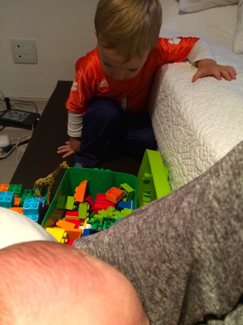 Feeding and playing legos!