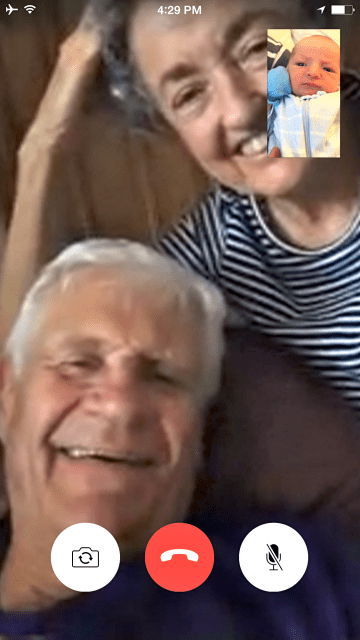 Finn "meeting" his great-grandparents, Tom and Clare FINCHER! 