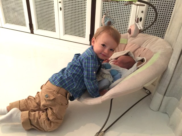 Colt forcing some snuggle time on Finn.