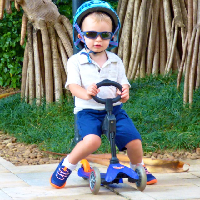 Cool dude scooting around the complex.