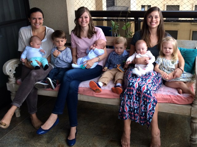 Michelle with Finley & Jack. Me with Finn & Colt. Paige with Coralie & Mailey.