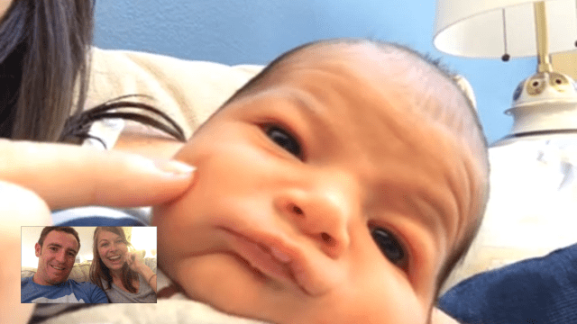 Michael and I meeting Graham Michael Saign! (Colt's godparents' son!)